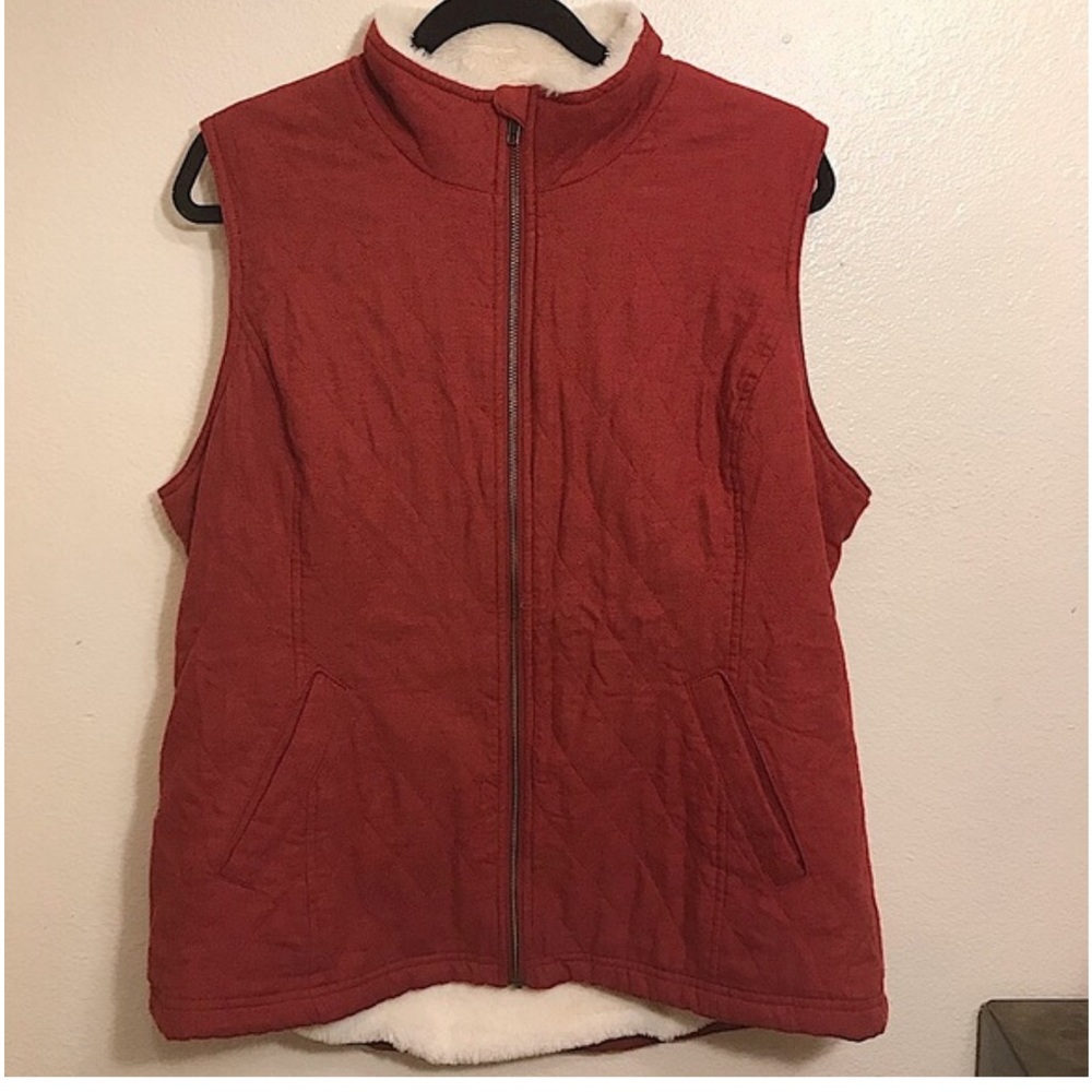 Coldwater Creek Quilted Vest Faux Fur Lining